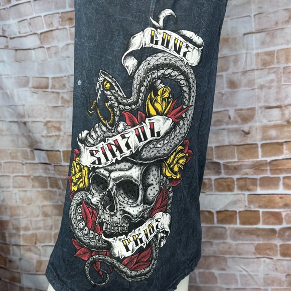 Sinful By Affliction Women’s Graphic Short Sleeve T-Shirt -Size: M / L-NWT - Picture 5 of 12